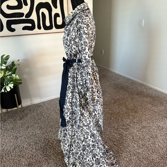 Trish Scully Constance Dress Long Sleeve Patterned in Navy and White - Picture 2 of 9